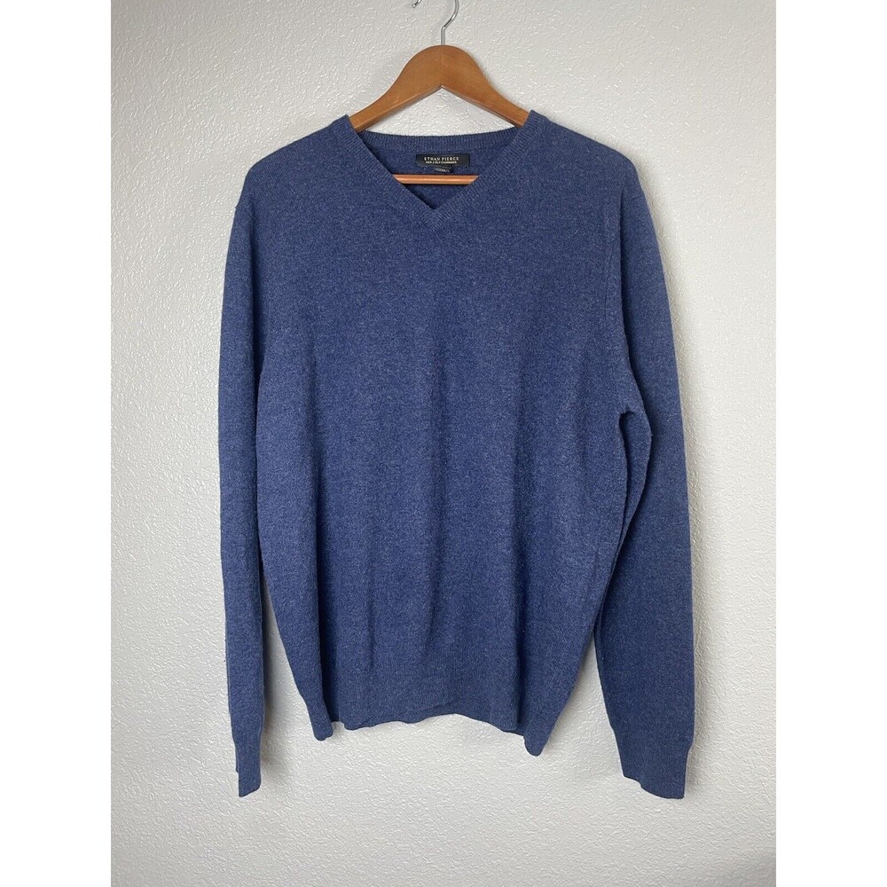 Ethan Pierce 100% 2-Ply Cashmere Navy Blue Sweater Mens XL